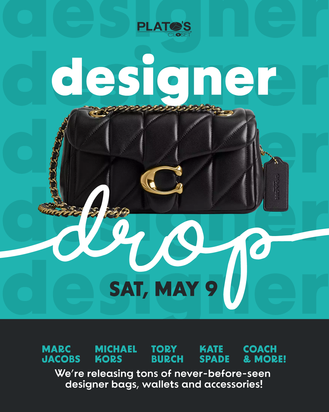 a designer bag on a turquoise background